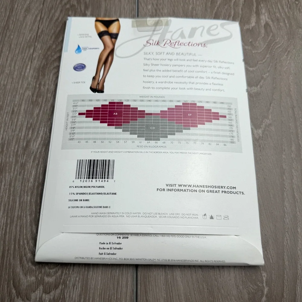 Hanes Womens Thigh Highs Silk Reflections Lace Top Barely Black EF 0A444